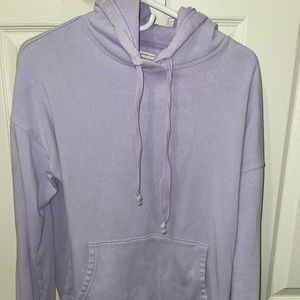 Lilac hoodie from American eagle. it’s XS I would say it fits as a M or even L